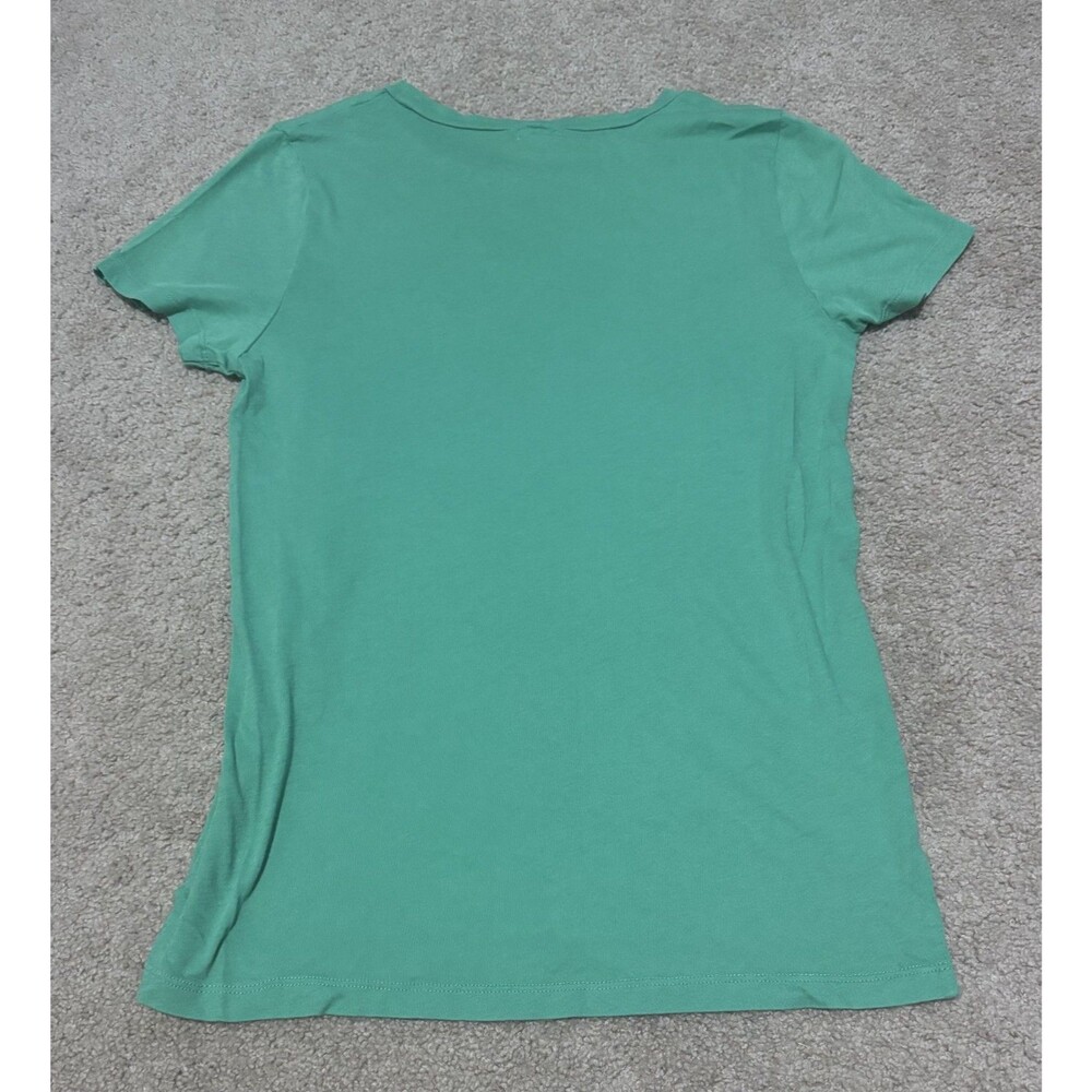 JCrew Floral Applique Design 100% Cotton Green Short Sleeve Size Medium - Picture 5 of 5